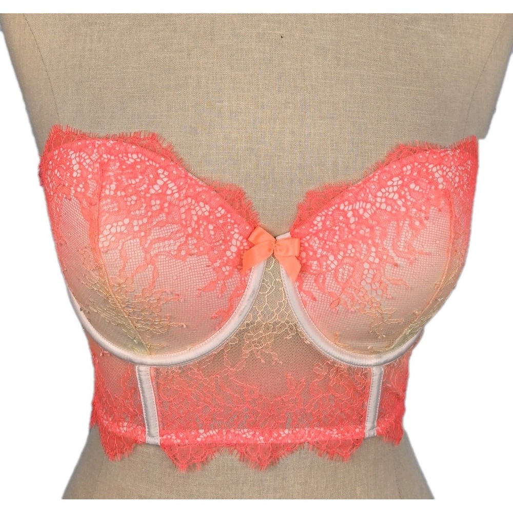 Victoria's Secret Very Sexy Demi Longline Strapless‎ Bra 32D Ombre Lace Lingerie
